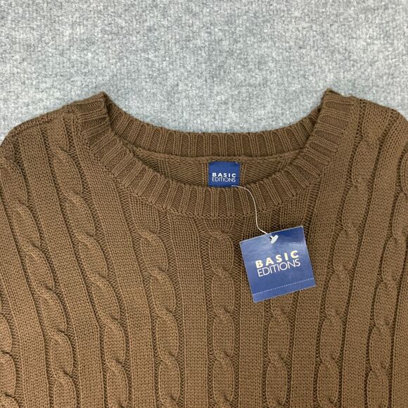 Vintage Basic Editions Sweater Mens XL Extra Large Crew Neck Cable Knit Ribbed - Picture 5 of 13